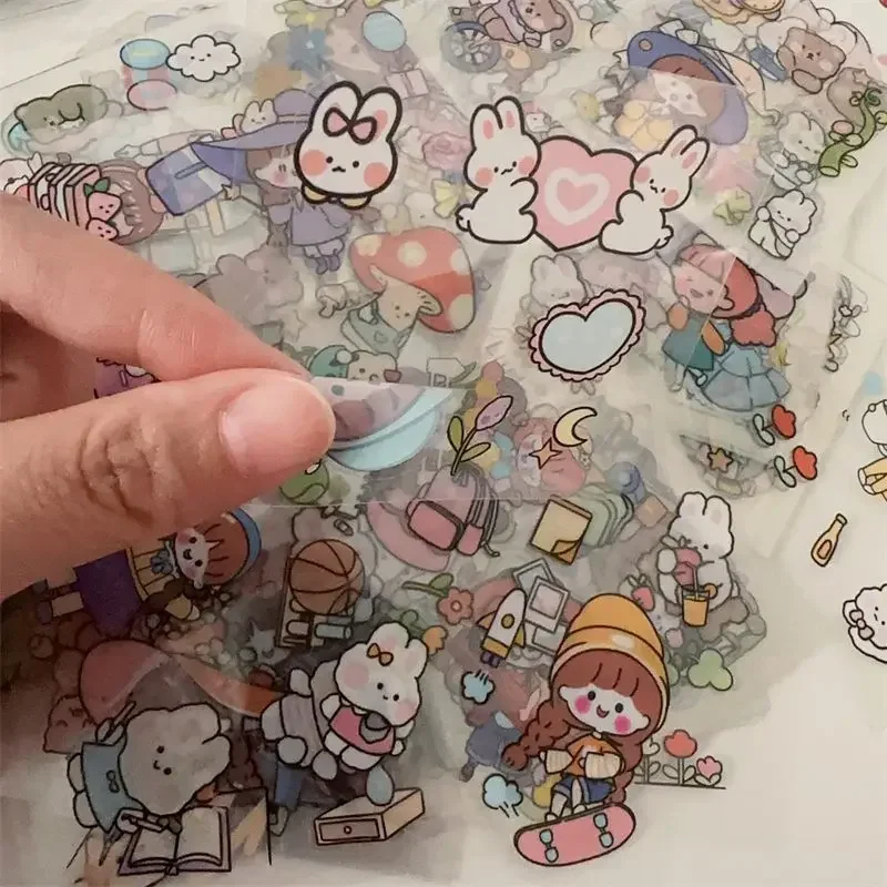 100PCS Non-repeatable Hand Account Stickers Cute Girl Cartoon Cute Decoration Waterproof Notebook Material Paper Stickers