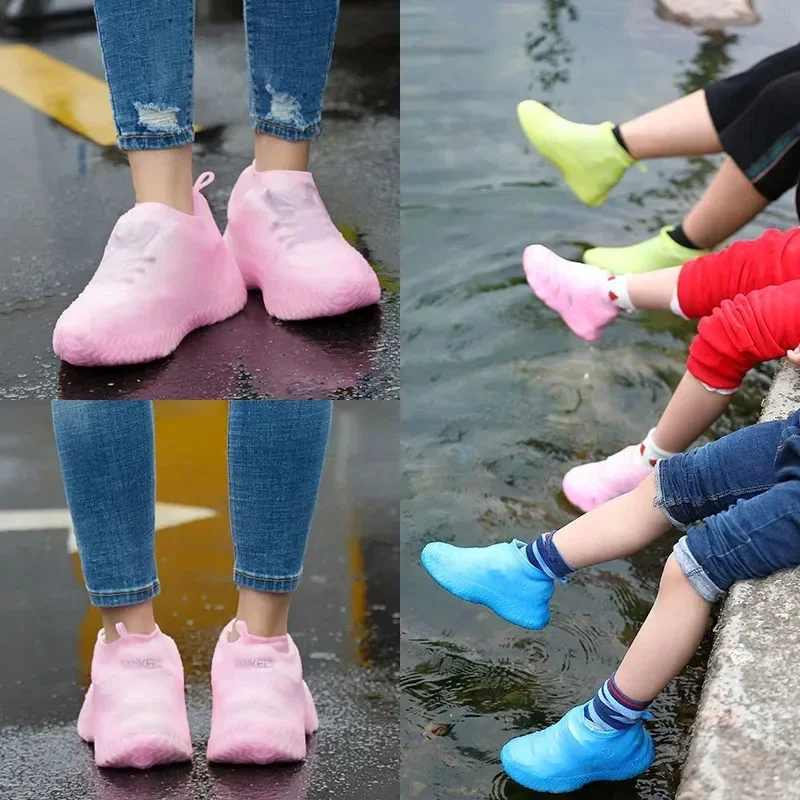 1 pair Rain Shoes Non-Slip Resistant Rubber Rain Boot Reusable Latex Shoes Elastic Thickened Overshoes for Outdoor Walking Shoes