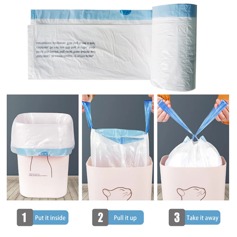 13 Gallon Trash Bags Drawstring- White Garbage Bags Unscented,49.2 Liter Strong for Kitchen Home Office Bathroom,50pcs