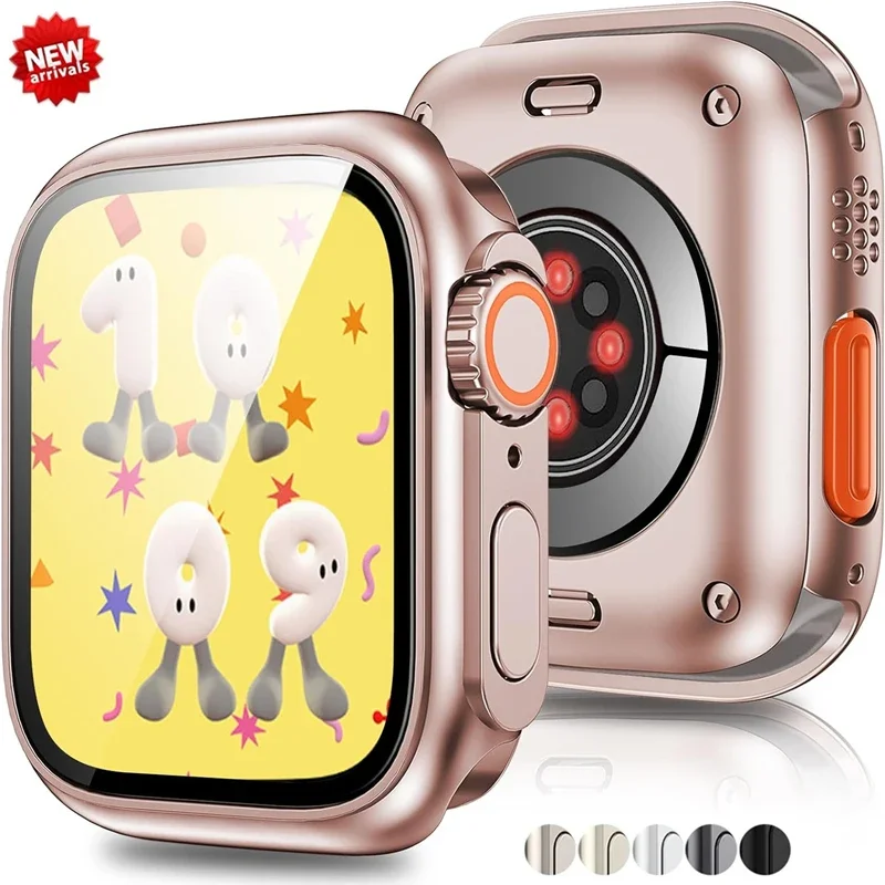 Screen Protector Cover for Apple Watch 45mm 44mm 40mm 41mm Hard PC Front Rear Bumper Case  iwatch 9 8 7 SE 6 5 4 Change To Ultra