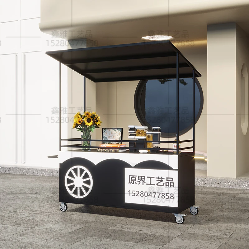 

European mobile wrought iron flower car night market stall market stall square stall car Internet celebrity cart