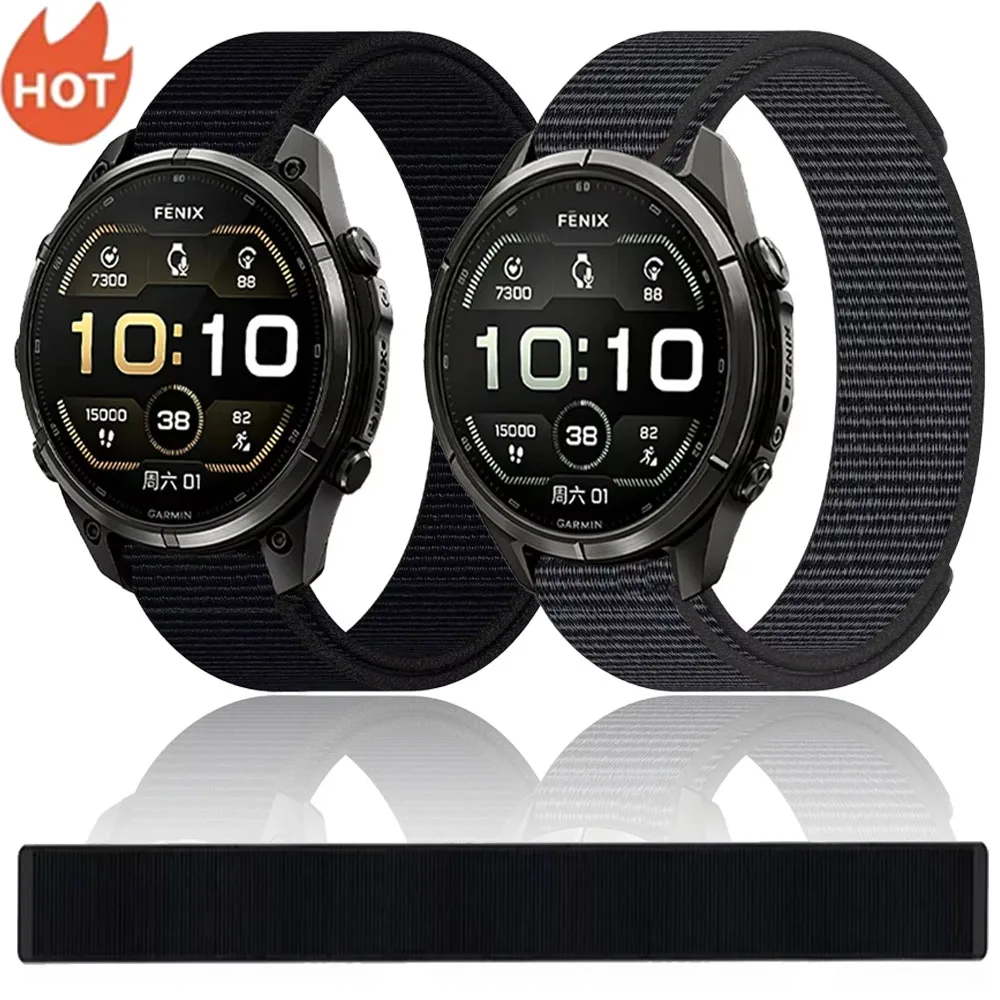 26mm 22mm 20mm Hook Loop Nylon Strap for Fenix 9/9 Pro/Fenix 8 51/47/43mm Sports Comfortable Bracelet for Garmin Quatix 8 Correa