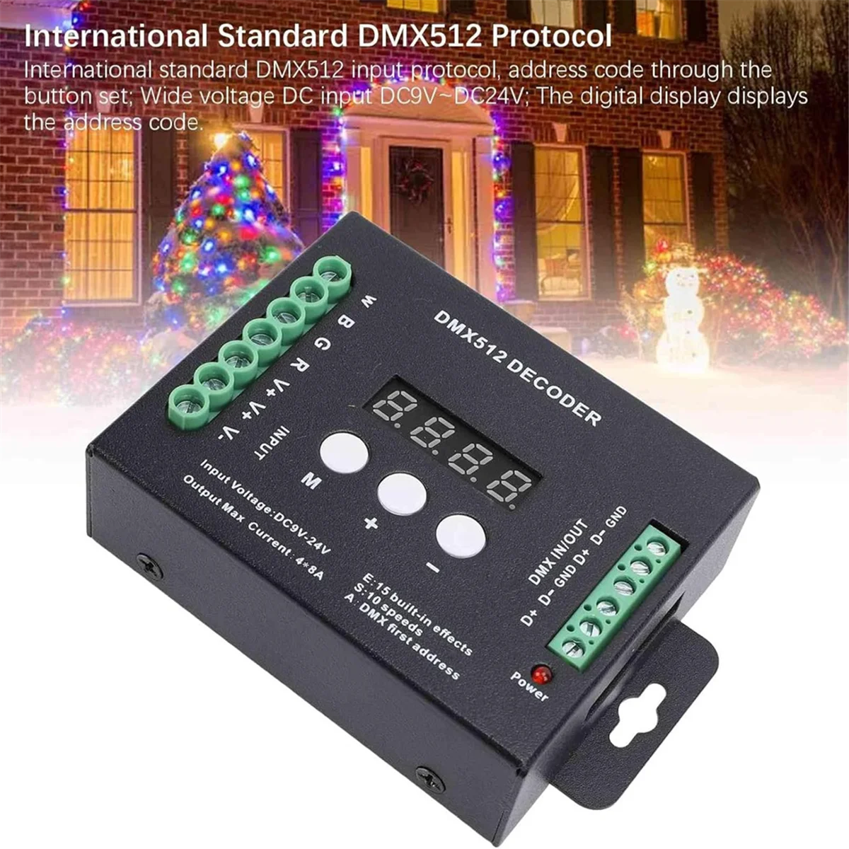 

Светодиодный декодер ABNJ, контроллер DMX512 RGBW, 15 встроенных световых эффектов, для модуля сценического освещения, RGBW, DC9V DC24V