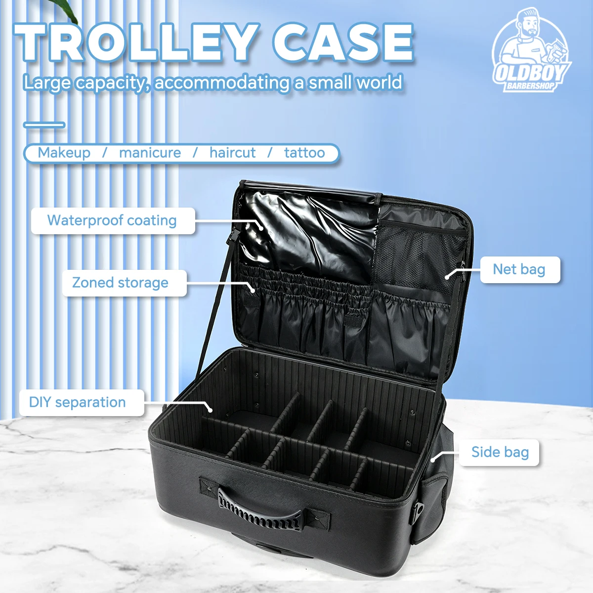 Reise-Make-up-Künstlertasche mit Rädern, Aufbewahrung von Kosmetikpinseln, Beauty-Tool-Organizer, Rollkoffer für Künstler