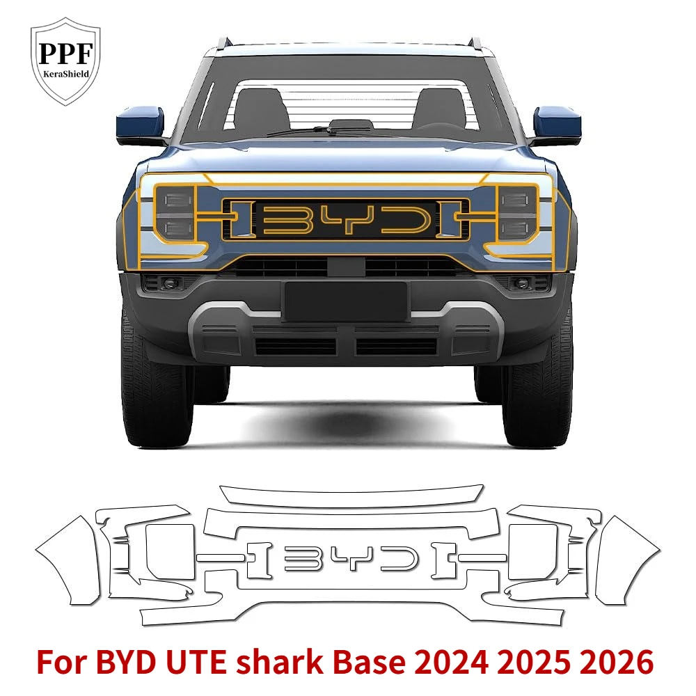 

For BYD UTE Shark Base 2024 2025 2026 TPU Paint Protection Film Pre-cut PPF Anti-Scratch Matte Clear Cover Resistant Repairable