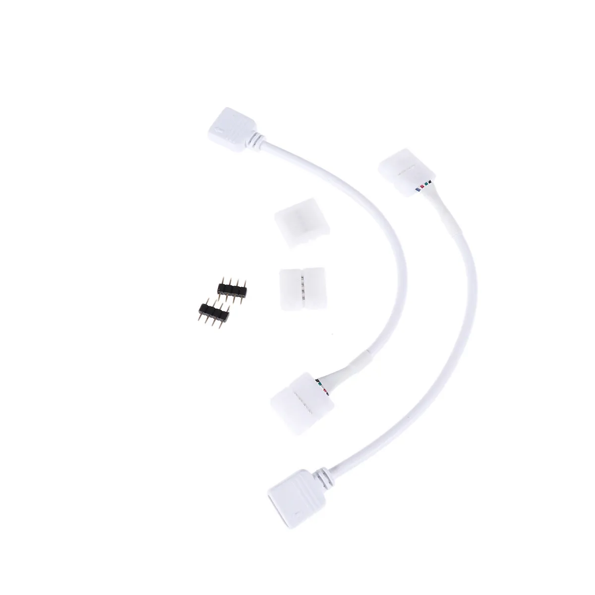 1Set Pin Connector Kit Rgb LED Strip Cable Weld-Free Design Easy Installation Includes Buckles Lighting Decoration Cable