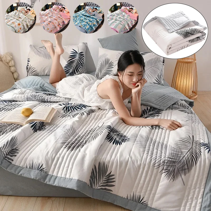 

Quilted Spring Summer Quilt Queen Size Soft Comfortable Quilts Machine Washable Single Double Blanket for Bed Comforter