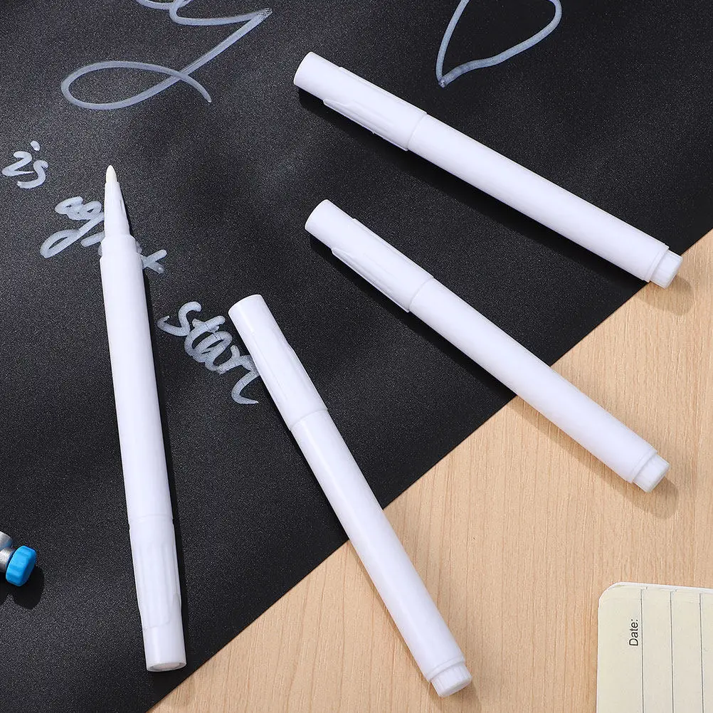 

12Pcs White Liquid Chalk Markers Portable Compact Erasable Chalkboard Pens for Blackboard Glass Board Classroom Home Use