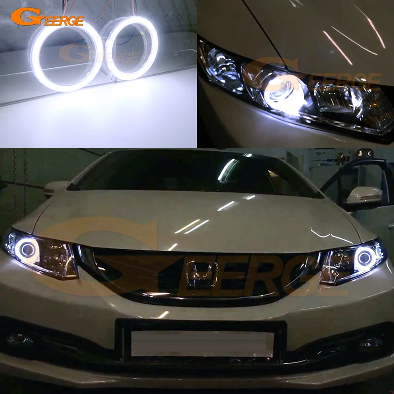 

For Honda Civic IX Fb Sedan 2012 2013 2014 2015 Projector Headlight Excellent Ultra Bright COB Led Angel Eyes Kit Halo Rings