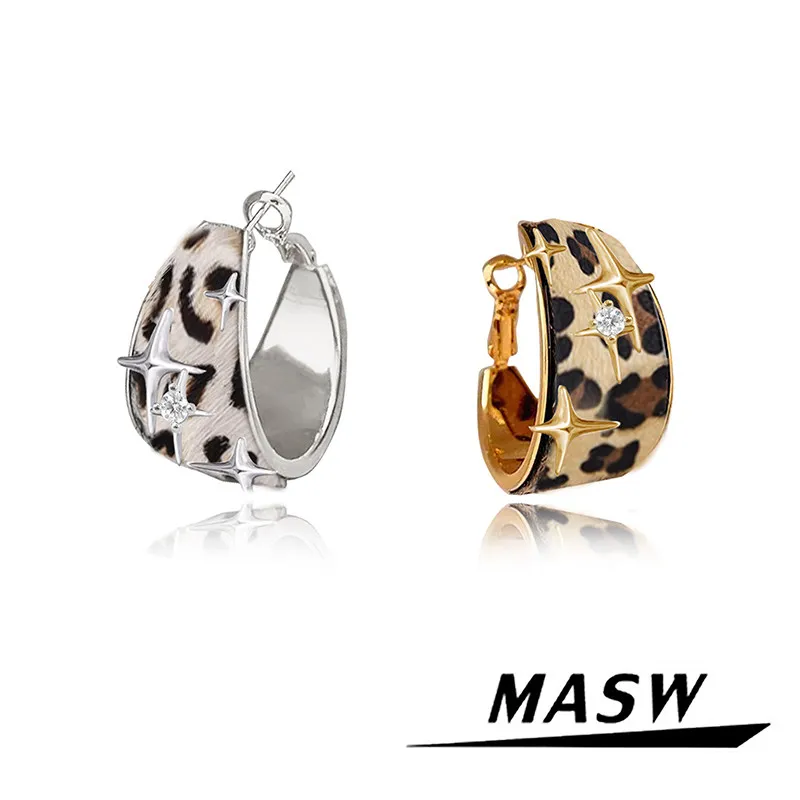 MASW Original Design Luxury Temperament Leopard Print Earrings For Women Party Gifts Modern Jewelry Pretty Ear Accessories