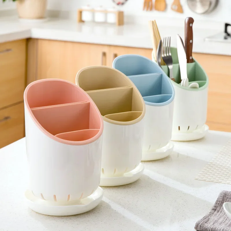

Kitchen Utensil Holder for Kitchen Counter with Drainable Storage Rack for Chopsticks Spoons Knives Forks