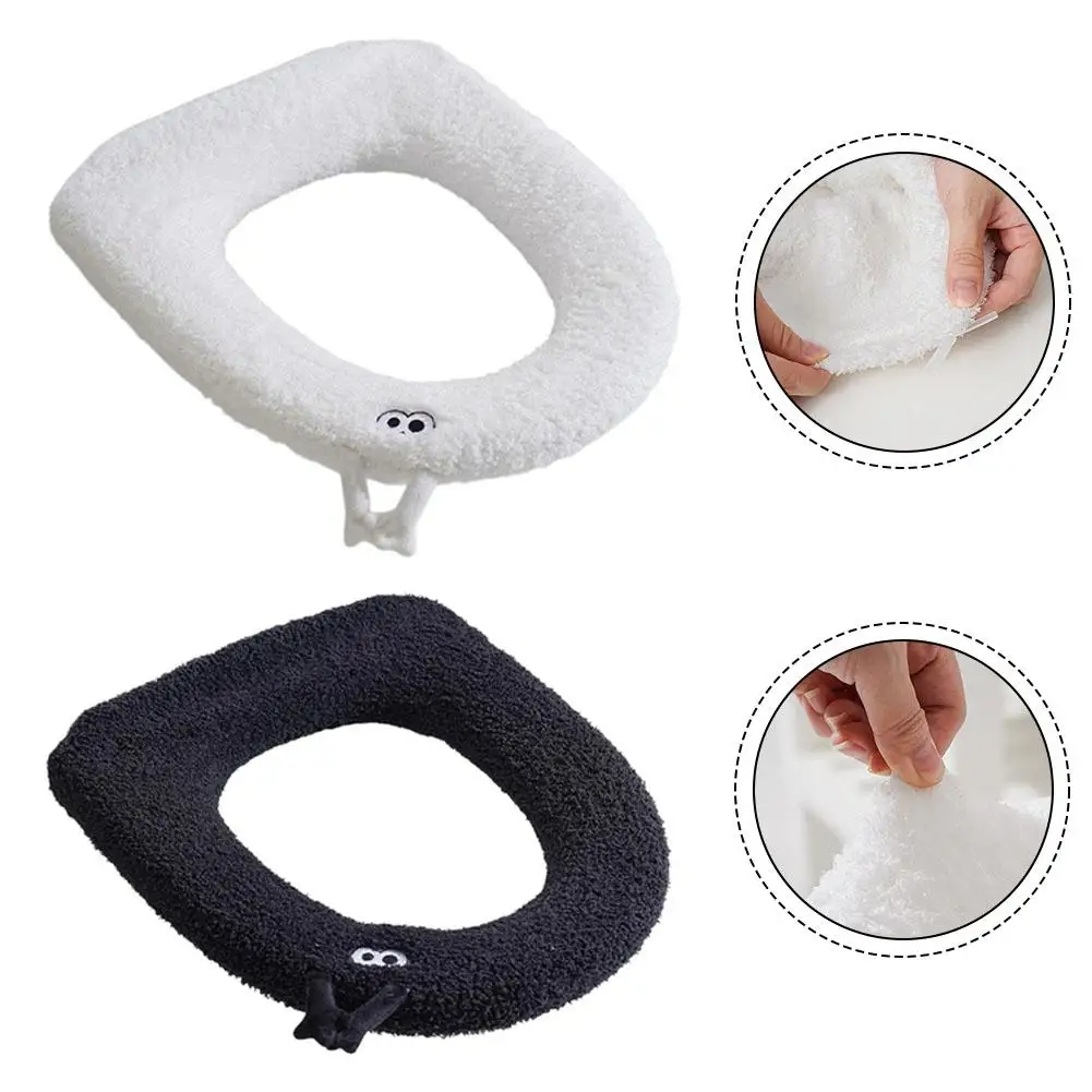 Winter Warm Toilet Seat Cover Mat Bathroom Toilet Pad Cushio With Handle Soft Washable Closestool Toilet Seat Cover Accessories