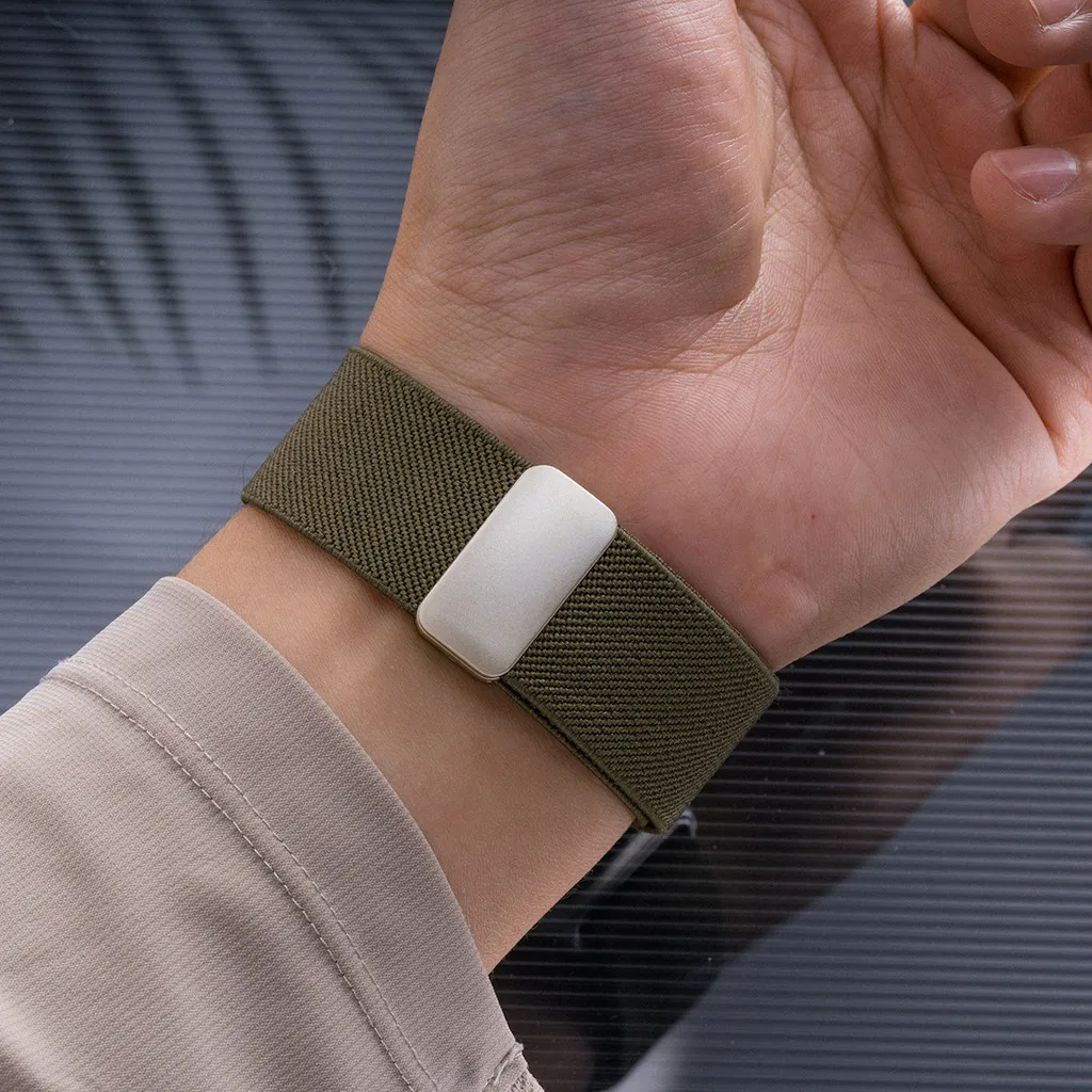 حزام حلقة مرن من النايلون المغناطيسي لساعة أبل الترا باند 49 ملم 45 44 46 42 38 40 41 ملم سوار معصم قابل للتمدد لـ Series10 9 8 7 6