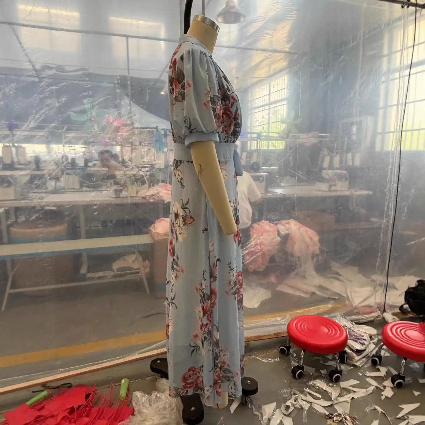 Street Sle الطباعة الرقمية ort Sve V-Ne Dr عالية الخصر H-ape المجهزة Dr للنساء Ci المشي ملابس الصيف والخريف #1