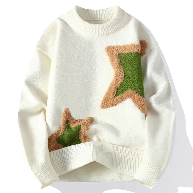 Men Streetwear O-neck Knitted Pullovers Outwear Casual Sweaters New Fashion Man Loose Sweaters Male Pullovers Winter Clothing 4X