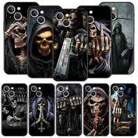 Skull Skeleton Grim Reaper Fashion Luxury Phone Case For iPhone 13 15 14 12 Mini 11 Pro MAX XR X SE XS 7 8 Plus Silicone Cover