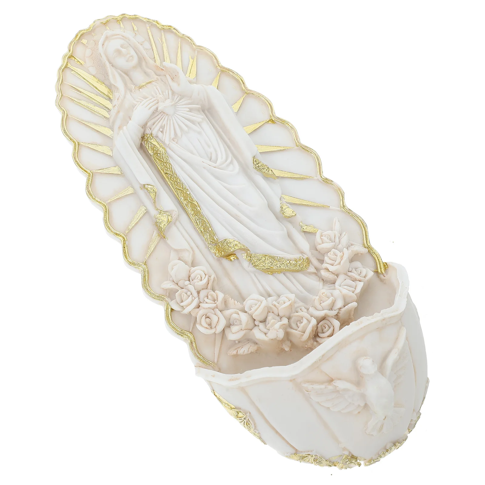 

Resin Holy Water Font Catholic Guadalupe Wall Hanging Church Entrance Decor Religious Blessing Symbol Holy Water Font