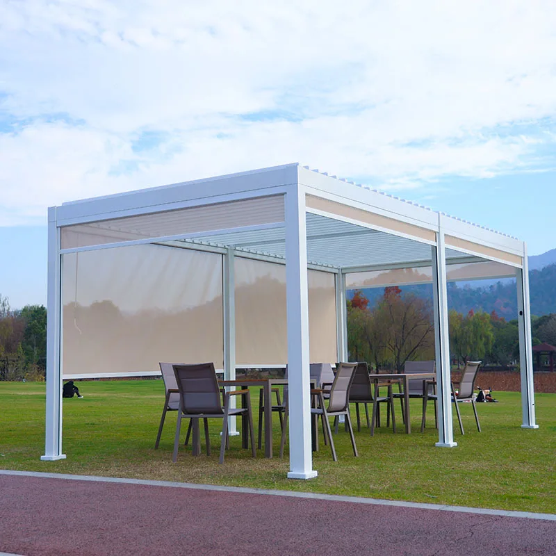 Outdoor Moonlight Shed Aluminum Alloy Louver Pavilion Outdoor With 4-sided Roller Shutter Tent Garden Villa New Chinese Pavilion