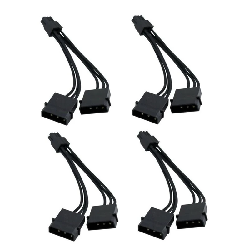 Двойные кабели адаптера питания Molex с 4 контактами на 6-контактный PCI-E для видеокарты