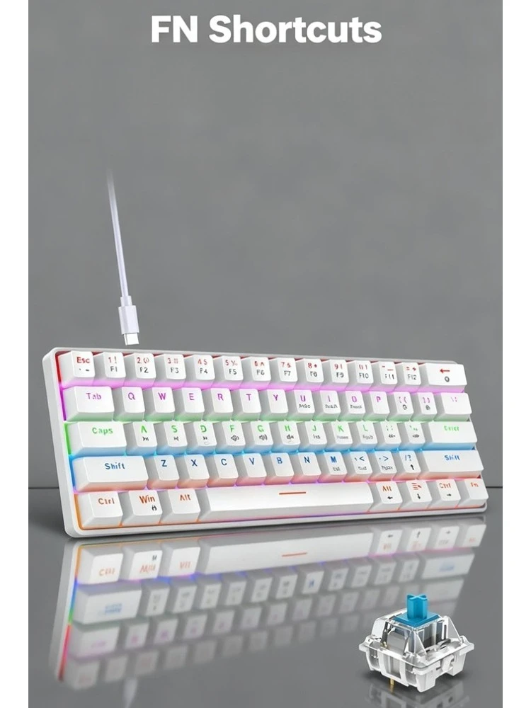 Keyboards Wired mechanical keyboard a variety of lights colorful 61key green axis office 60% Mini portable Pc USB gaming teclado