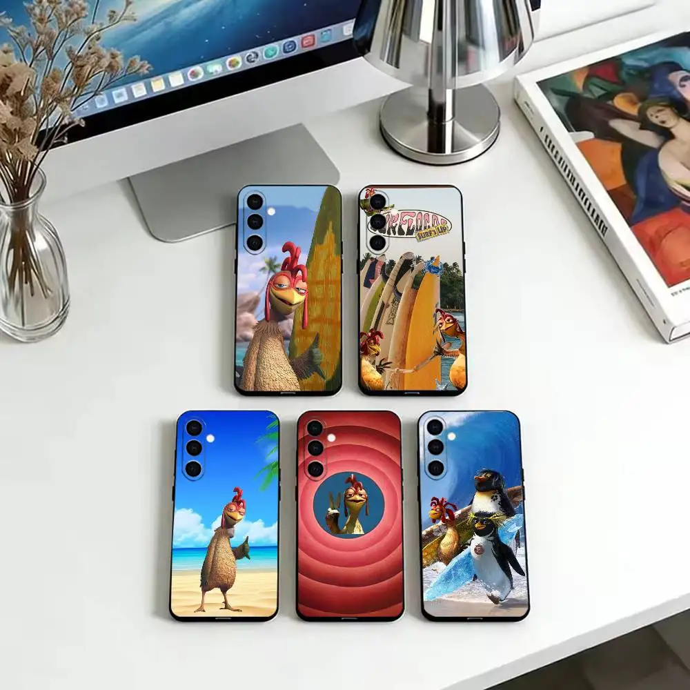 Chicken J-Joe Surf  Phone Case Black Silicone Soft For Samsung Galaxy A73,A72,A71,A70,A53,A52,A51