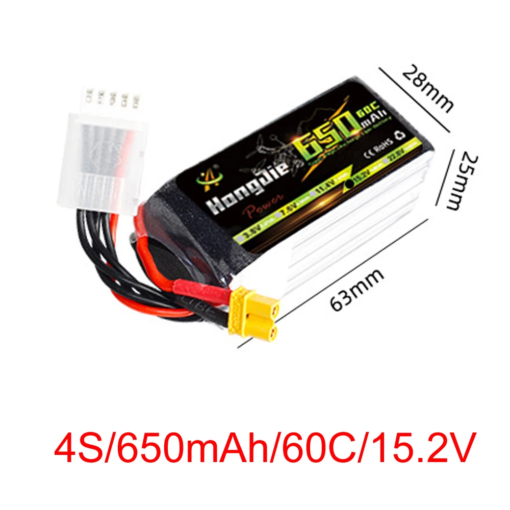 

60C 650mAh 1P 602852 4S Lipo перезаряжаемая батарея с высокой скоростью для RC FPV гоночного дрона квадрокоптера вертолета грузовика