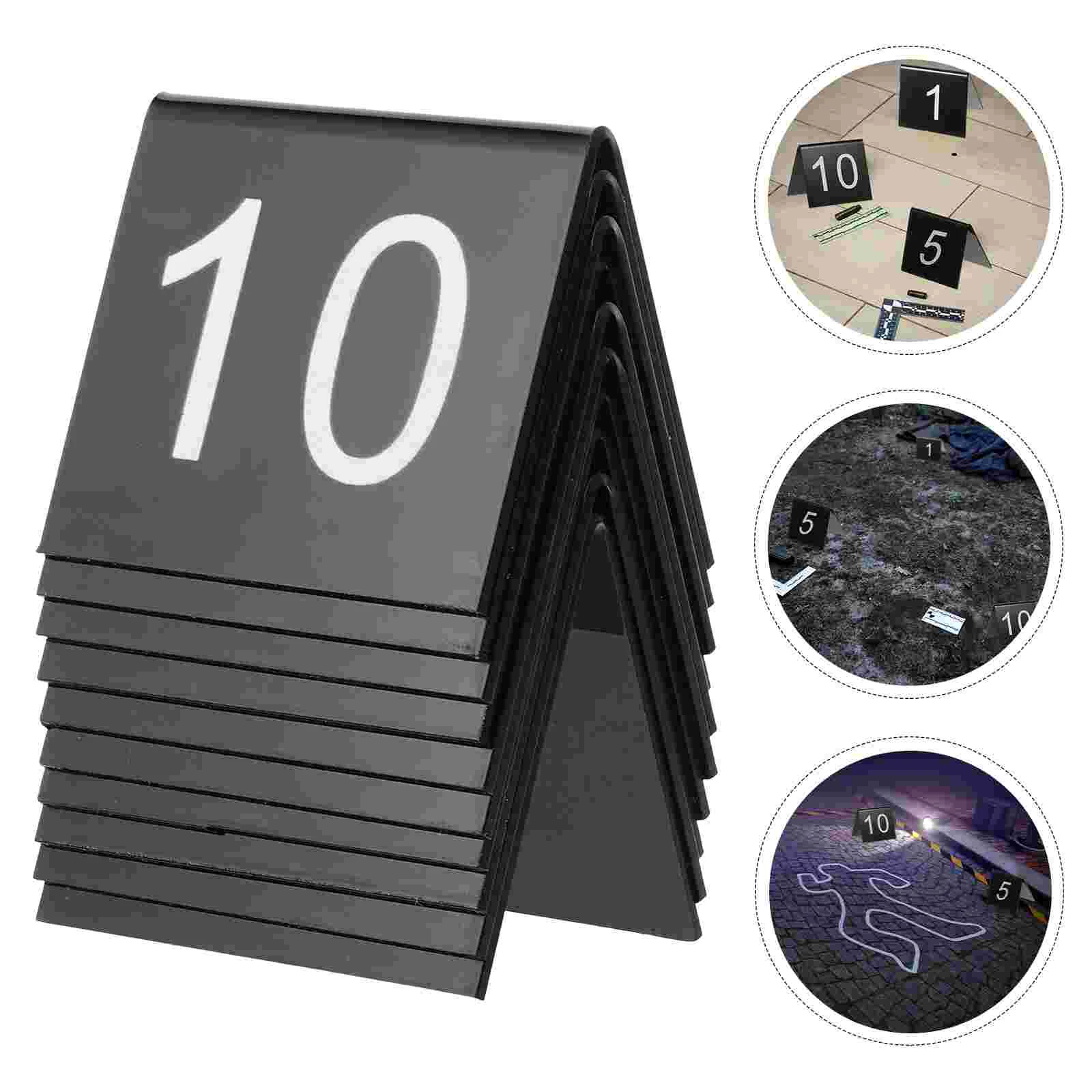 10 Pcs Triangle Table Cards Number Markers for Acrylic Sign Evidence Crime Scene Dinner Party