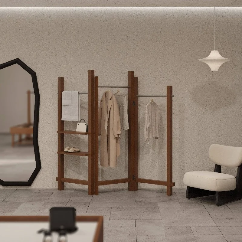 Creative and simple screen rack, coat rack, storage rack, women's clothing store folding decorative hanger, window partition dis