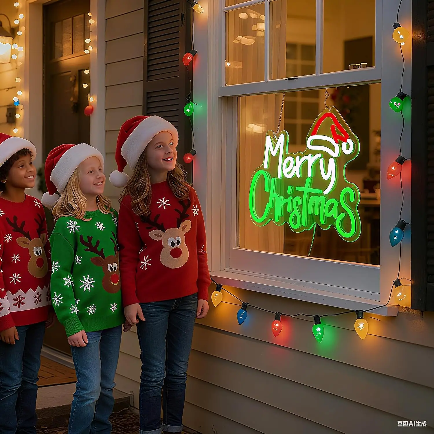 Merry Christmas Neon Sign Santa Hat LED Neon Light Xmas Party Home Bedroom Game Room Bar Home Decor Christmas Gift USB Powered