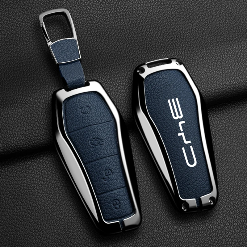 Zinc Alloy Leather Car Remote Key Case Cover For BYD Atto 3 Han EV Dolphin Lied Tang Dm Qin PLUS Song Pro MAX Yuan Accessories