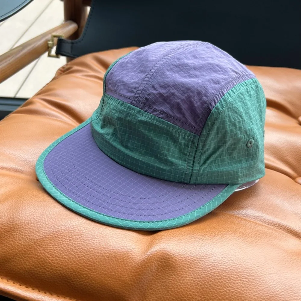 Waterproof Japanese Style Splicing Baseball Cap 5-Panel Adjustable Sunshade Cap Thin Quick-drying Snapback Hats Unisex