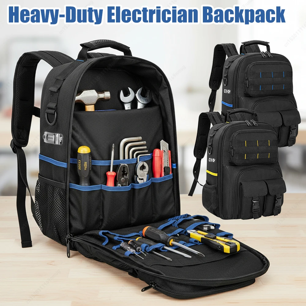 

Многосекционная сумка-органайзер, износостойкий утолщенный рюкзак для инструментов, водонепроницаемая сумка для хранения инструментов для ремонтников систем ОВКВ и кабельных работ