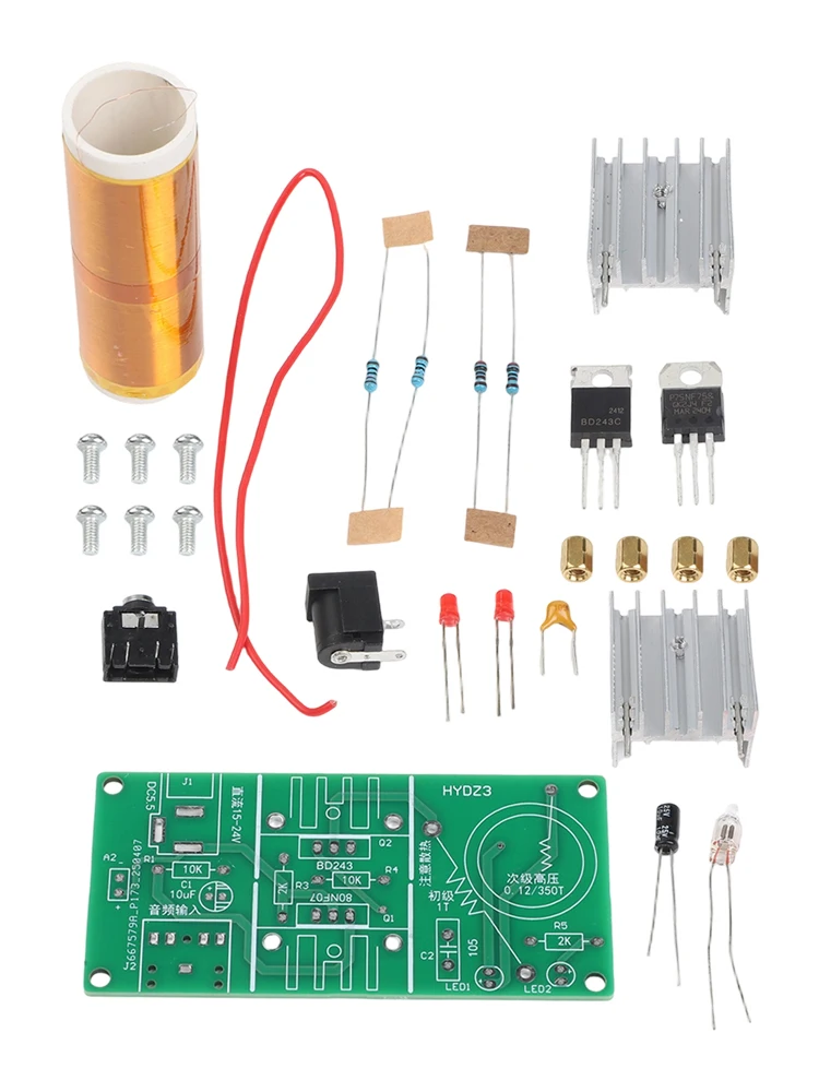 15W Mini Coil Plasma Speaker Electronic DIY Kit with DC 15 24V Power Input and 3 5mm Audio Interface for Mobile and PC Audio