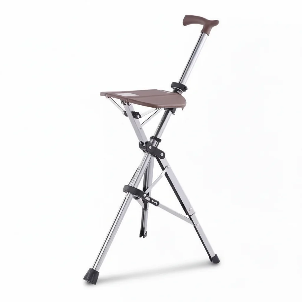 

Electric Crutch Stool, Aluminum Alloy 100kg Folding Cane Chair, Non-Slip Portable Cane Seat for Elderly, Aluminum Walking Stick