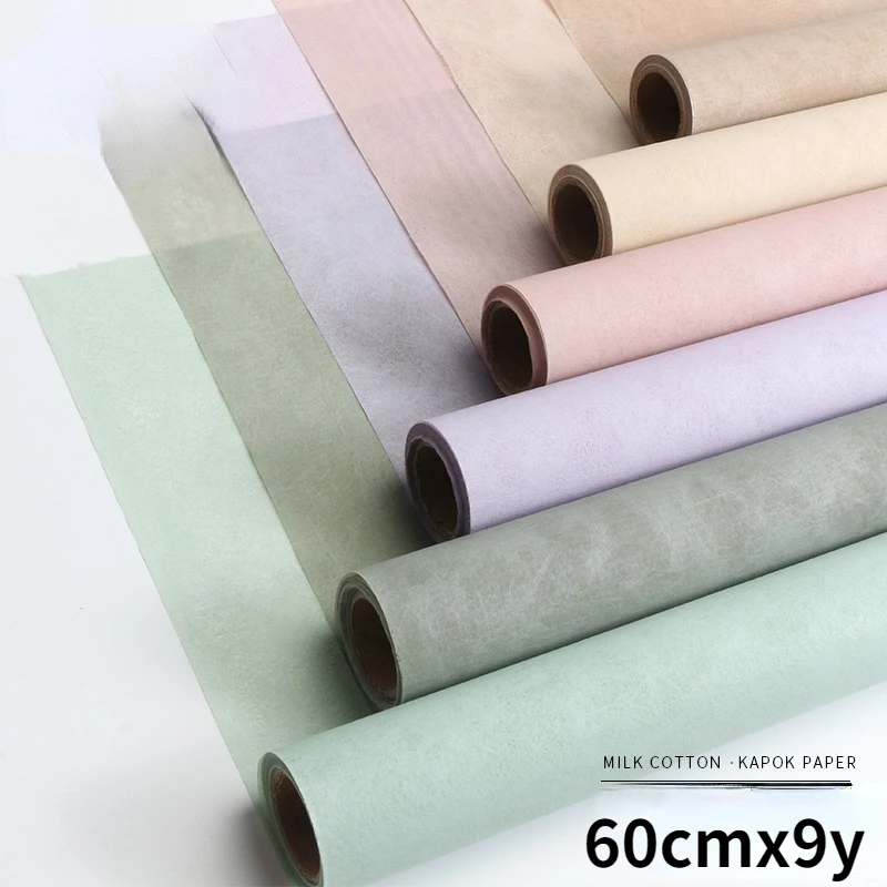 Kapok Paper Korean Solid Color Floral Packaging Lining Material Waterproof Tissue Paper Non-woven Paper 60cmx9m