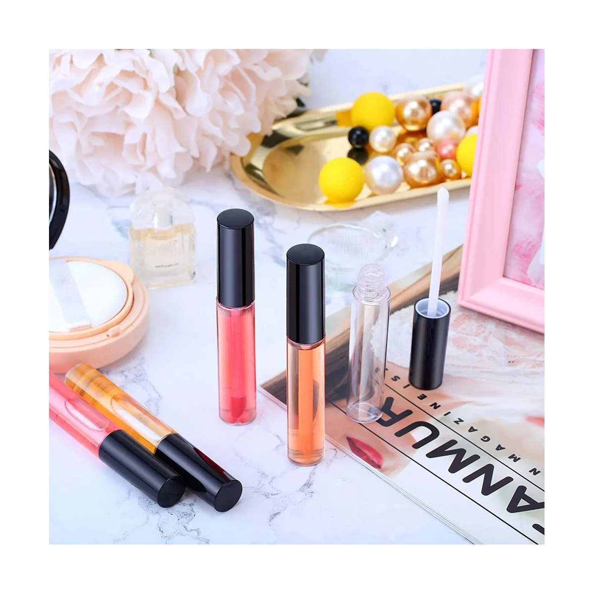 100 قطعة 10 مللي أنابيب ملمع الشفاه الفارغة واضحة صغيرة قابلة لإعادة الملء بلسم الشفاه لمعان الحاويات زجاجات بلاستيكية حاويات ملمع الشفاه