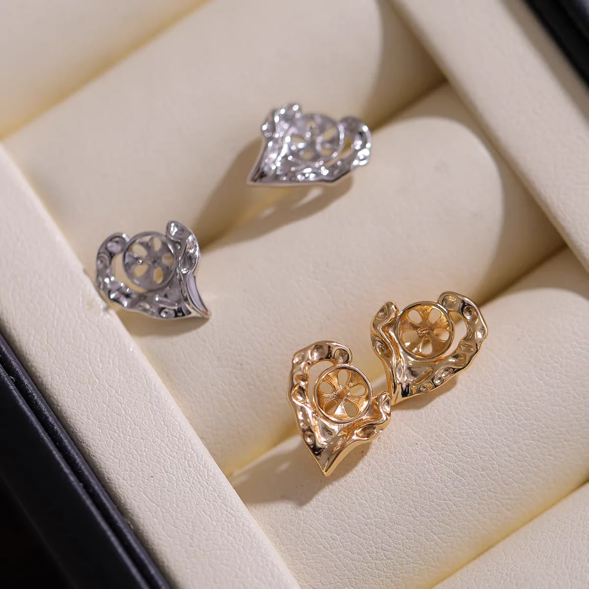 S925 فضة أقراط قاعدة النتائج حوامل مجوهرات يتصاعد تركيبات اكسسوارات ل 5-7 مللي متر اللؤلؤ 3 زوج/وحدة #1