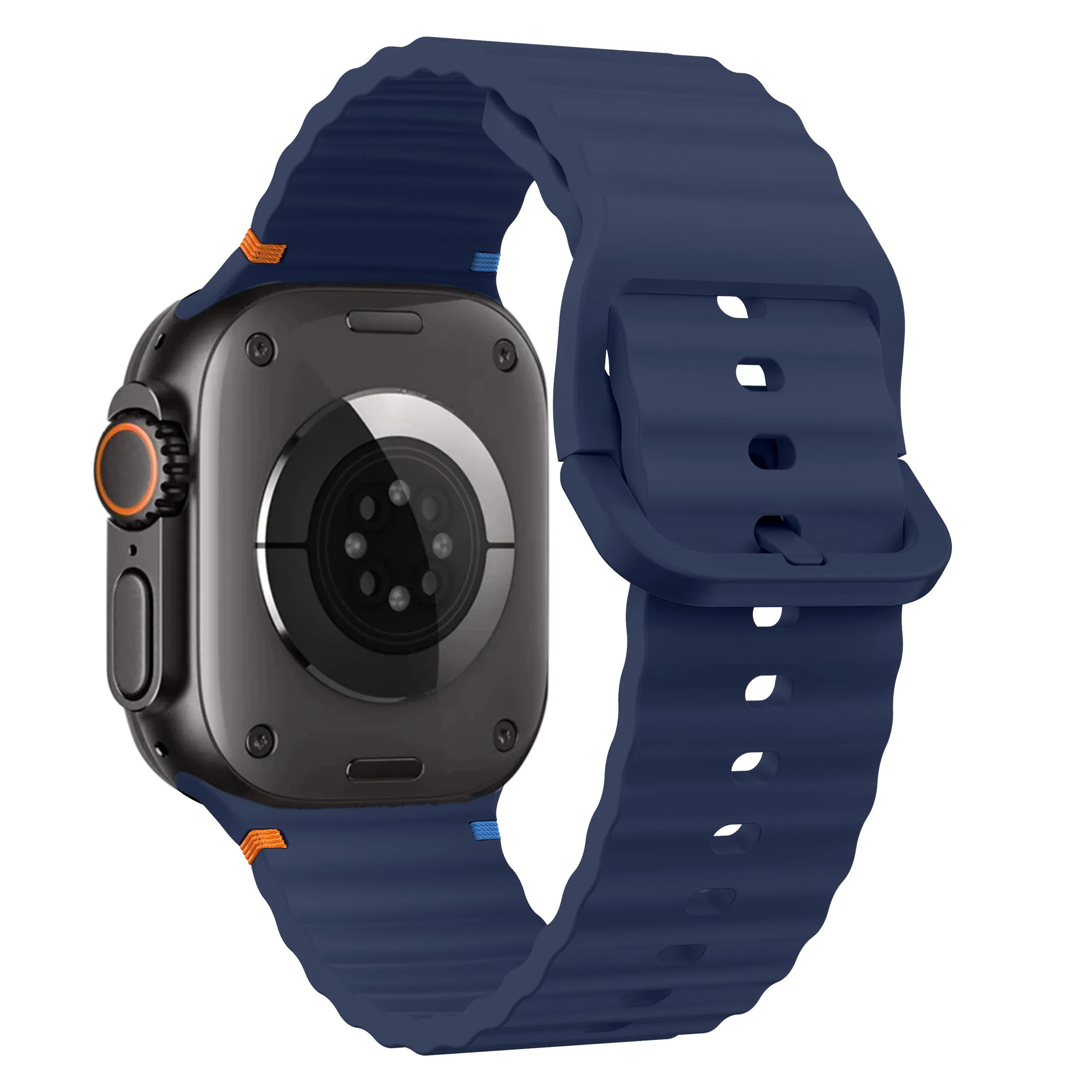 Wellenförmig genähtes Silikonarmband für Apple Watch 12 11 10 46mm 42mm Ultra 4/3/2 49mm Armband iWatch 9 8 SE 45mm 41mm 44mm Band – Detail 37