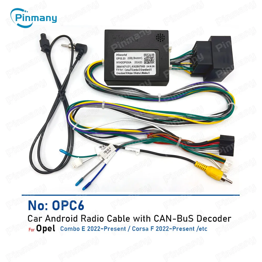 Car Radio Cable Adapter Android Head Unit 16-pin Power Wire Harness Connector CAN Bus Decoder OPC6 for Opel Combo E Corsa F