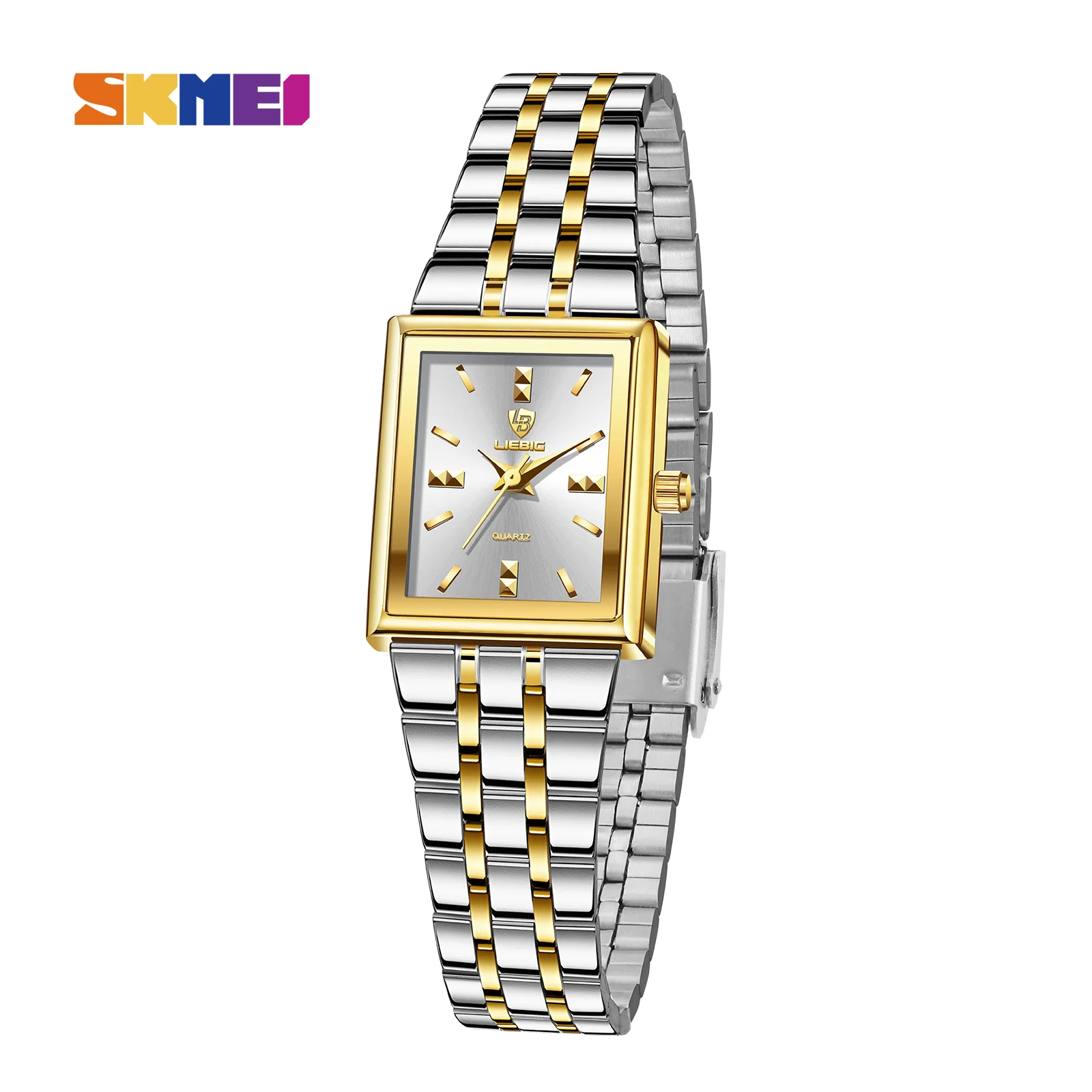 Relojes LIEBIG para Mujer, Reloj de pulsera con correa de acero inoxidable, relojes de pulsera de cuarzo simples y elegantes de lujo, Reloj automático de moda para Mujer