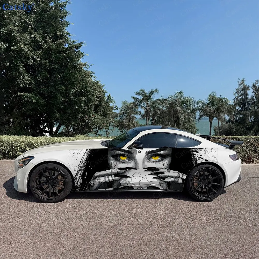 

2pcs Sinister Tattooed Woman Car Side Wraps, Self-Adhesive PVC Waterproof & Scratch-Resistant Stickers, Car Accessory Gift