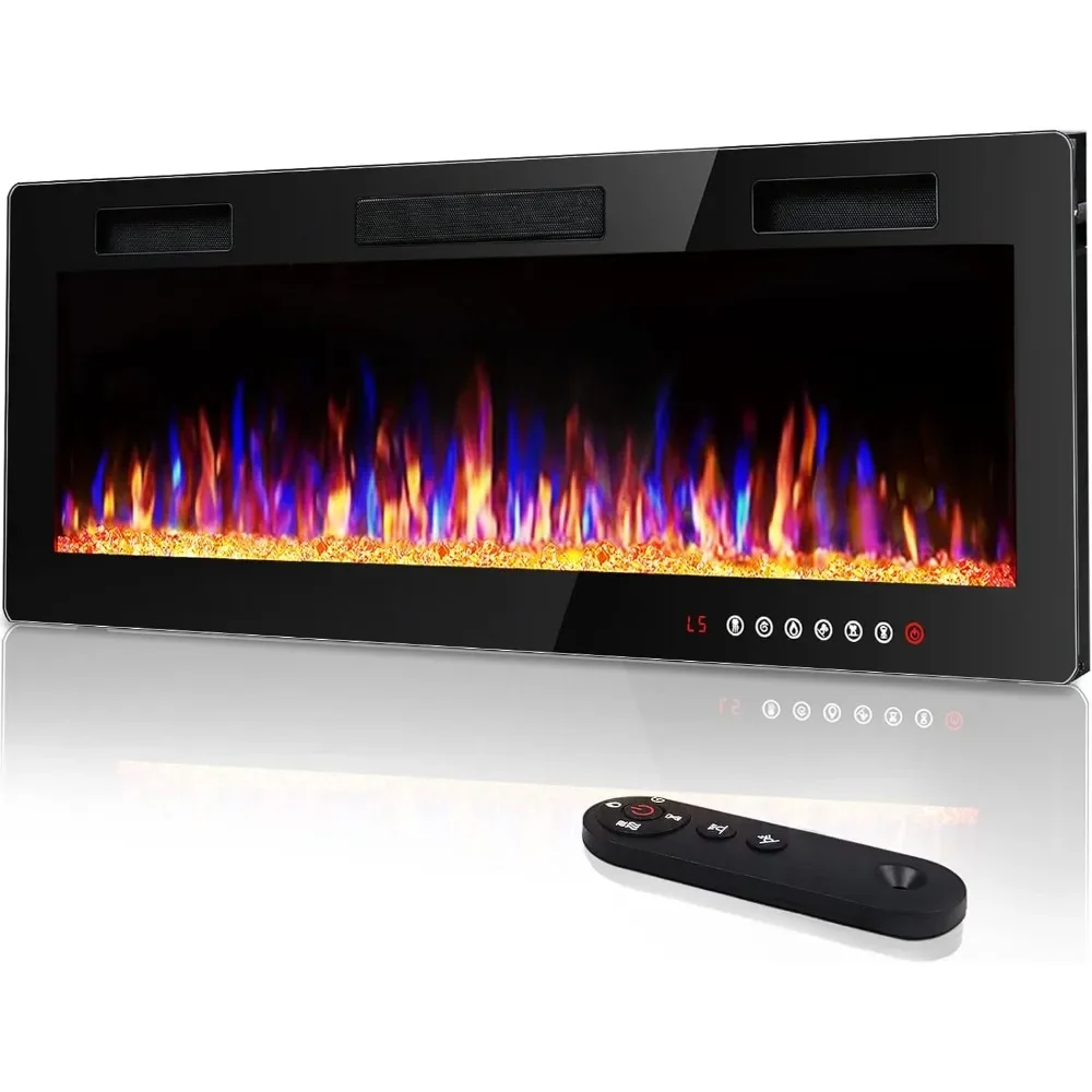 

60 inch Ultra-Thin Electric Fireplace in-Wall Recessed and Wall Mounted Fireplace Heater,Linear Fireplace with Multicolor Flame.