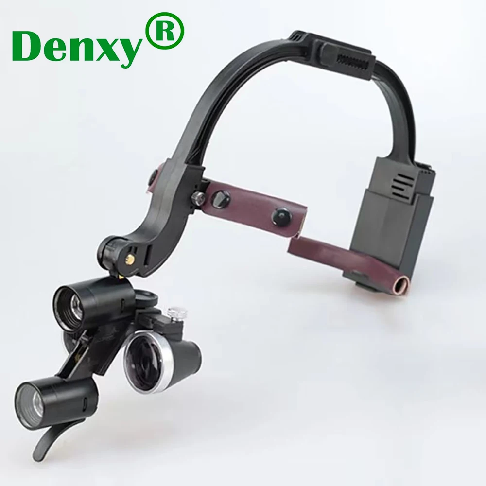 Denxy High Quality Dental LED Head Light Lamp Binocular Magnifying Glass 2.5X3.5X  Eu/Us plug Binocular Loupes For Lab Equipment