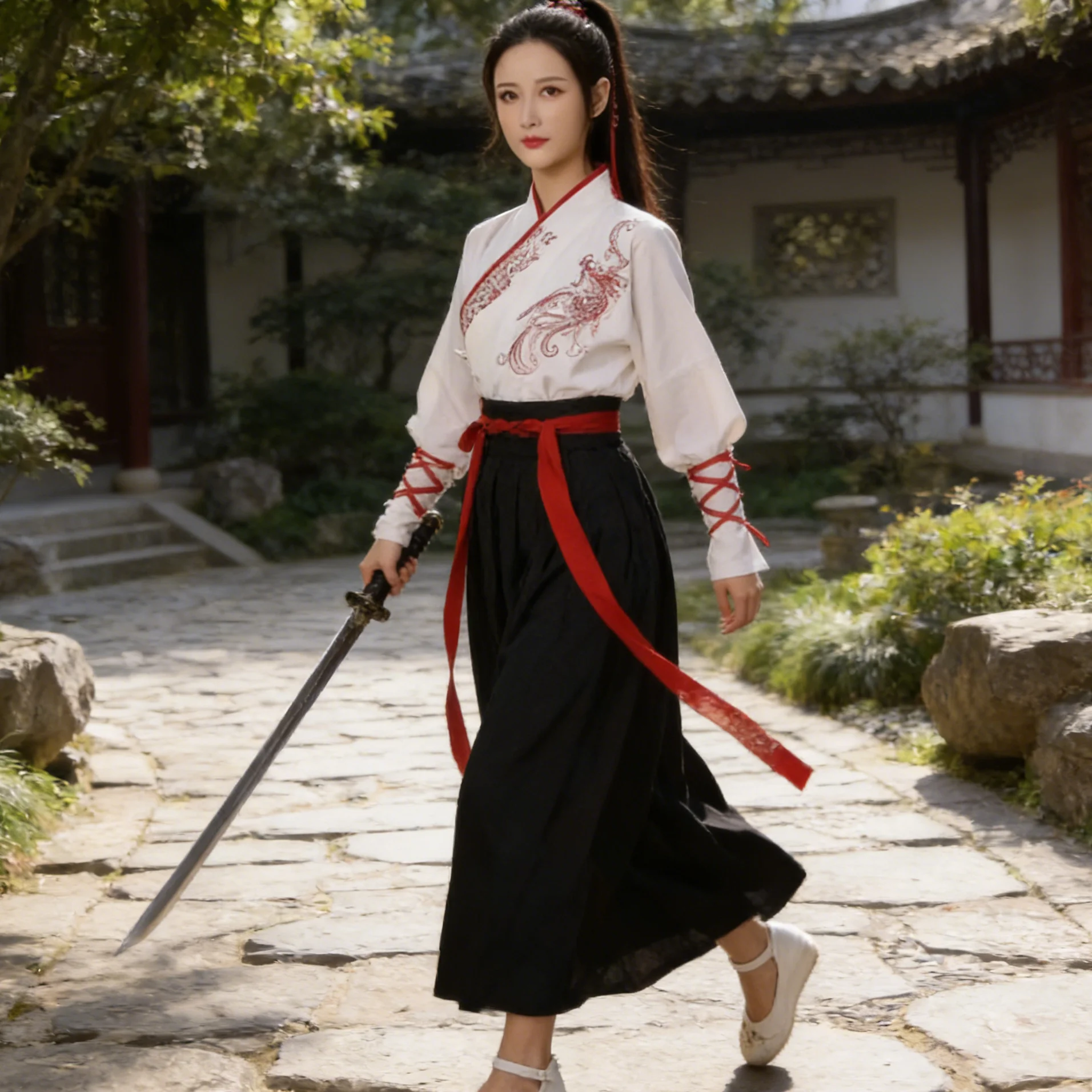 Chinese Traditional Martial Arts Costume 2-Piece Embroidered Cosplay Role Play Outfit