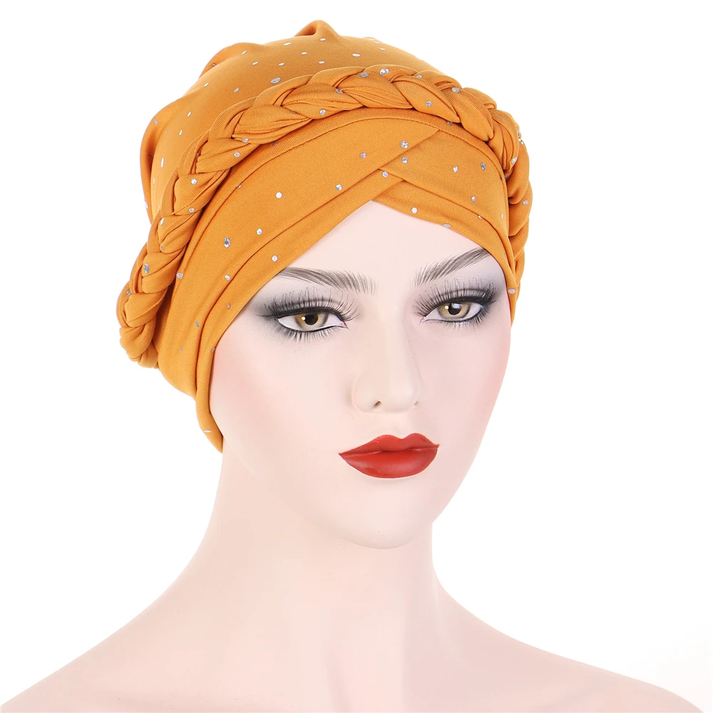 Lady Women Cancer Hat Chemo Cap Muslim Braid Head Scarf Turban Hijab Head Wrap Cover Hair Loss Islamic Headwear Arab Fashion