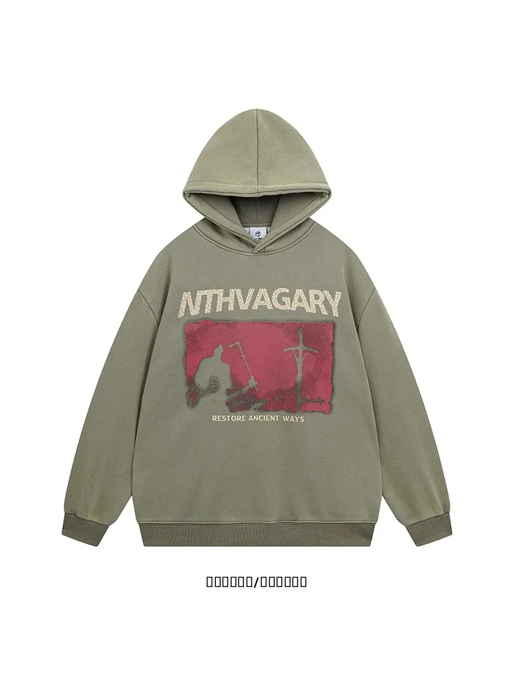 

Толстовка Battle Start High Street с креативным принтом, на флисовой подкладке, свободного кроя, повседневная, осенне-зимняя