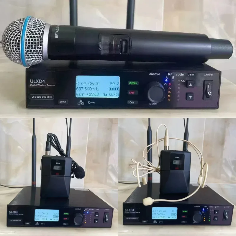 Paulkitson ULXD4 BETA58A BETA87A S58 معدات الصوت المهنية UHF اللاسلكية المحمولة نظام ميكروفون الكاريوكي الملحقات