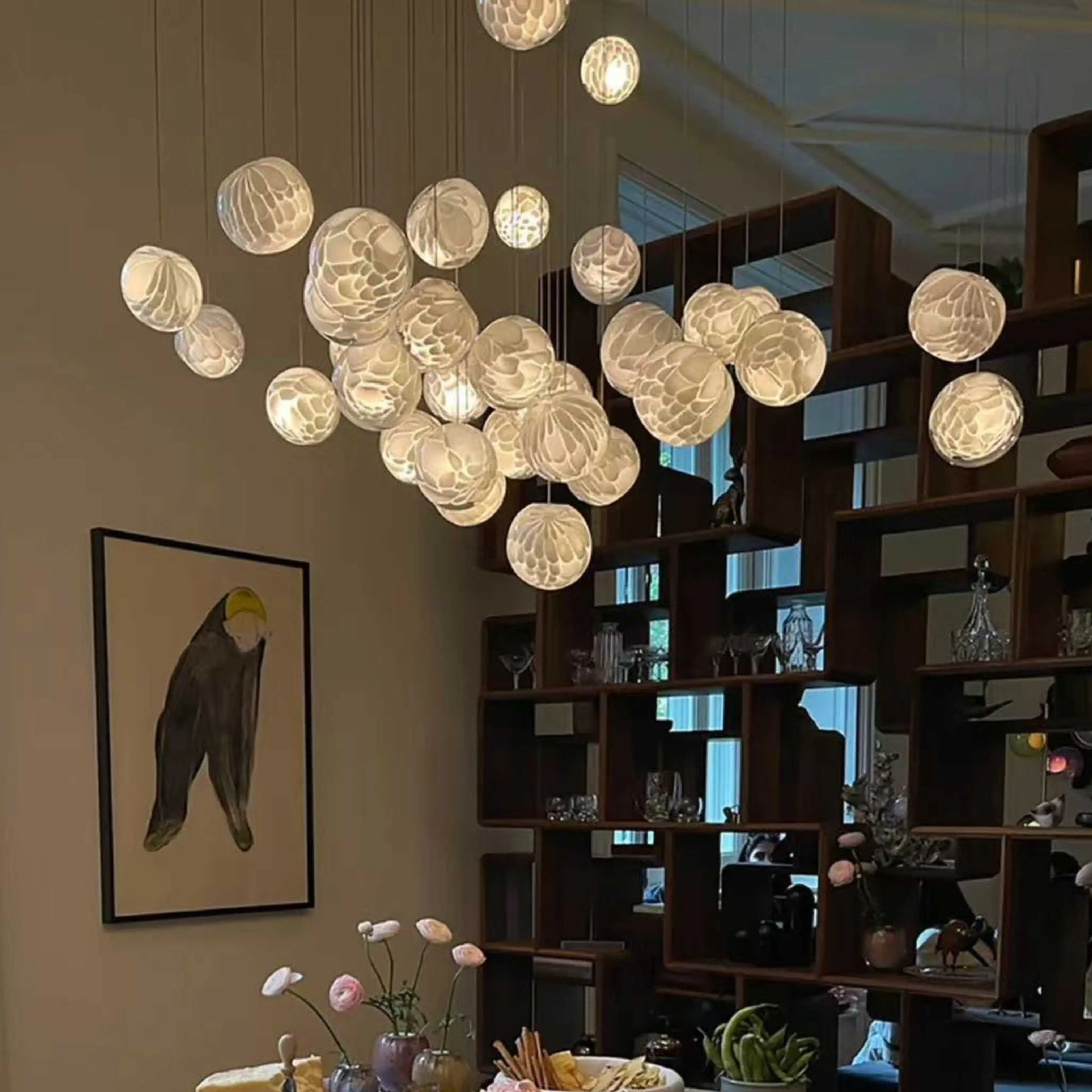 REVEN Modern Dimmable Pendant Lamp 2025 New Glass Aluminum Multiple white options for Dining Room Three Color Change Lustre