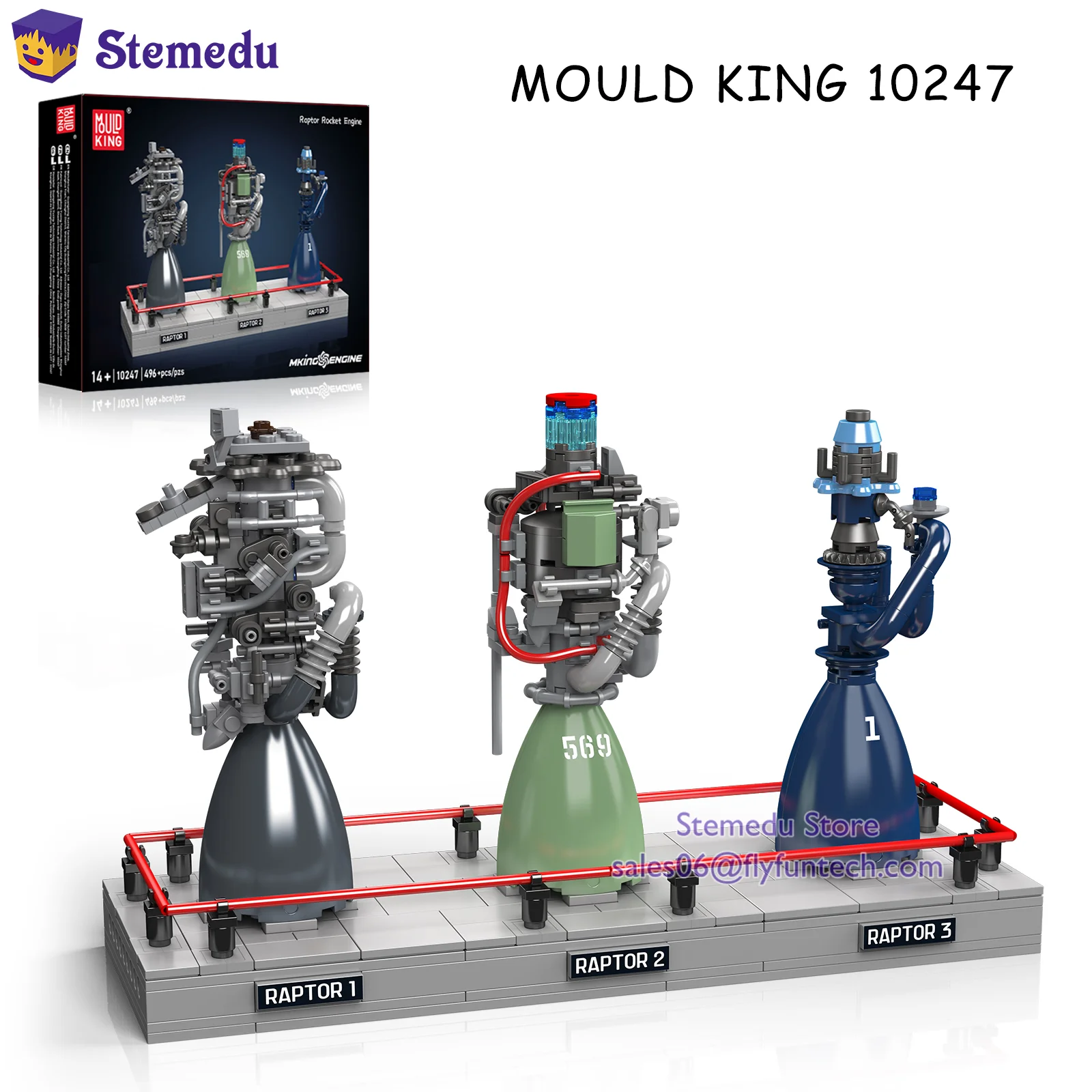 

Mold King 10247, ракетный двигатель Raptor, строительные блоки, модель науки и образования, силовой привод, детская игрушка STEM, креативный подарок для взрослых
