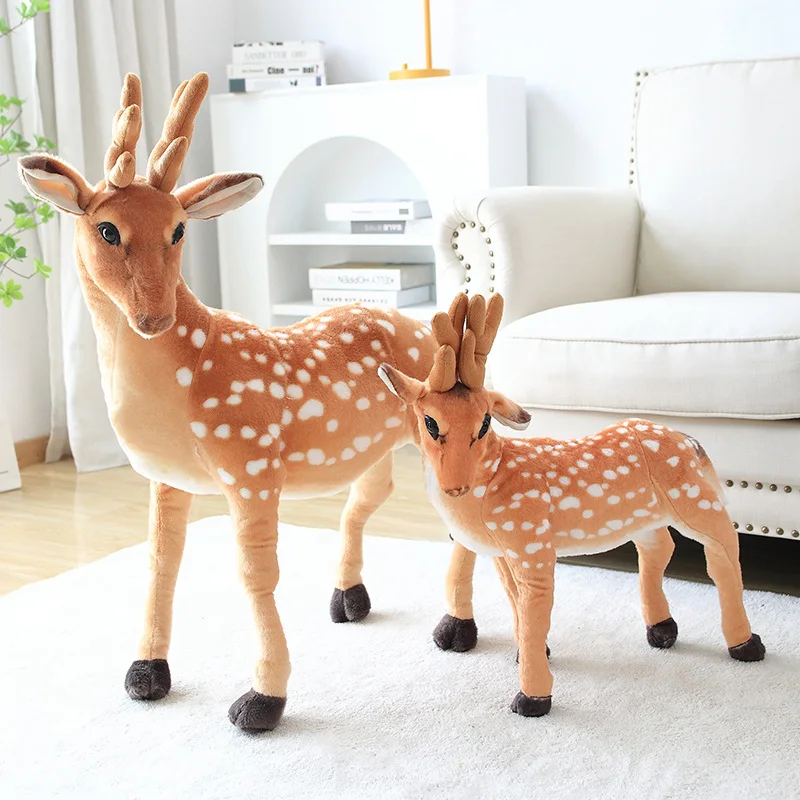 50-80cm Simulation Kids Stuffed Sika Deer Toys Plush Animal Giraffe Dolls Children Playmate Kids Birthday Gift Home Decoration